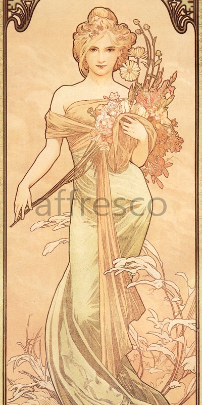 Фрески, Женщина с цветами Альфонс Муха
