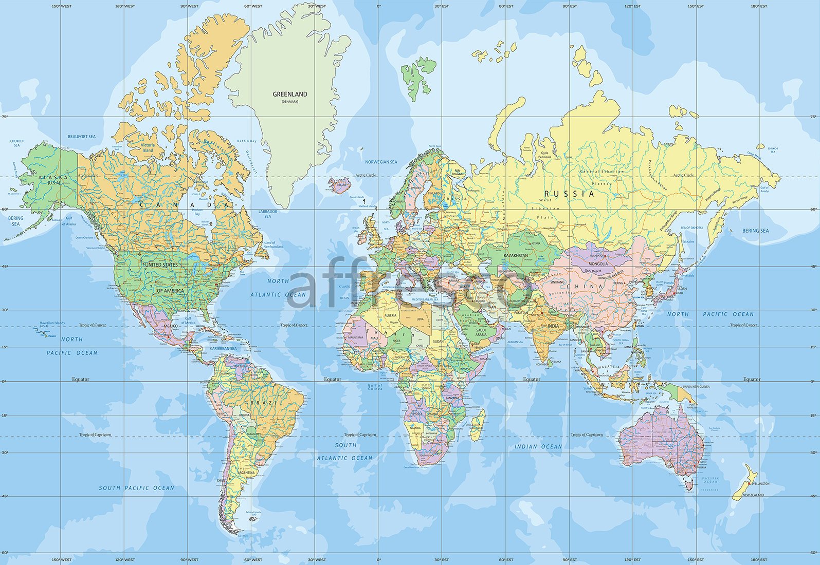 Фрески, Современная карта мира