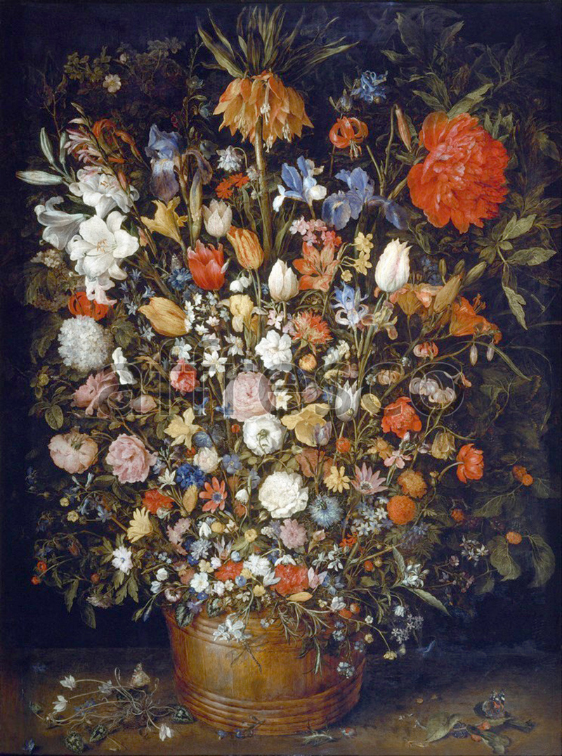 Каталог Аффреско, НатюрмортJan Brueghel the Elder, Flowers in a Wooden Vessel | арт. Jan Brueghel the Elder, Flowers in a Wooden Vessel