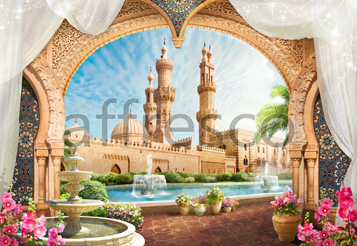 Фрески, Вид на мечеть из арки