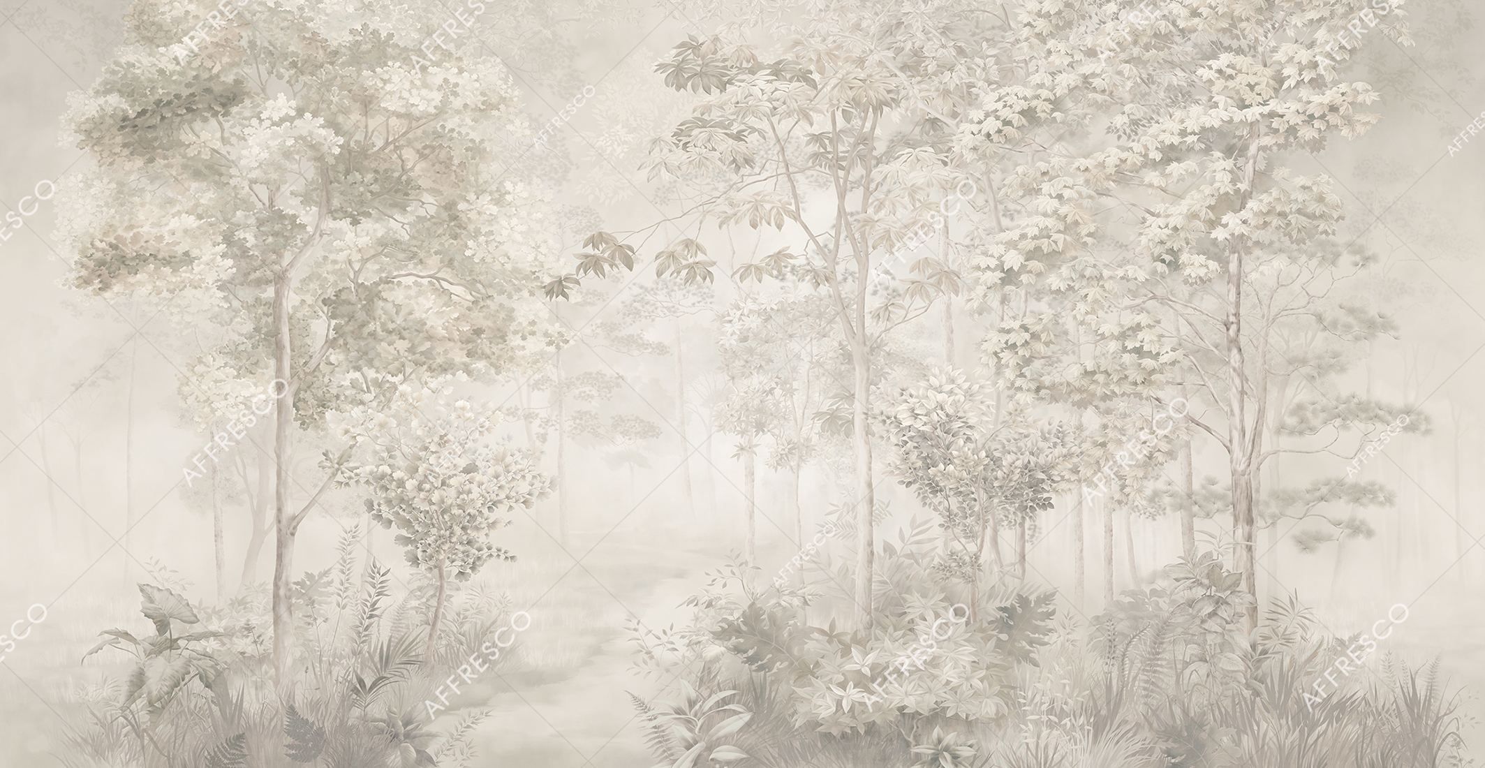 Фрески и фотообои, туман в лесу