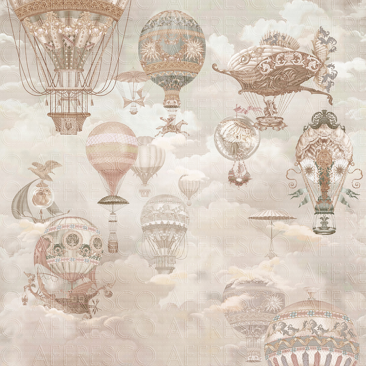 Фотообои воздушные шары в облаках, Арт. AK612-COL4, фабрика обоев Affresco