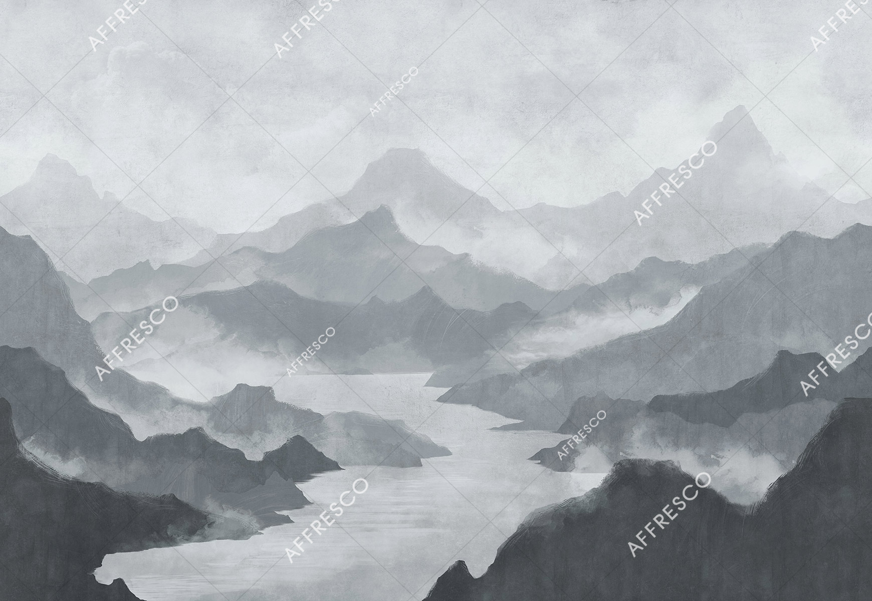 Фрески и фотообои, бушующая река в горах
