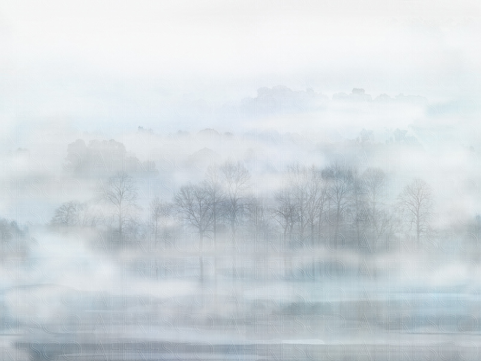 Бесшовные дизайнерские обои, Лес в голубом тумане