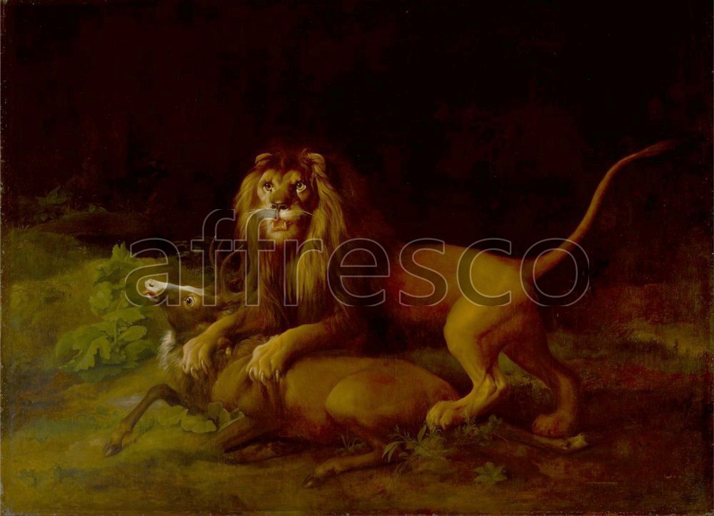 Каталог Аффреско, Картины с животнымиGeorge Stubbs, A Lion Attacking a Stag | арт. George Stubbs, A Lion Attacking a Stag