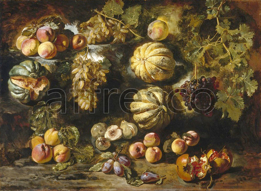 Каталог Аффреско, НатюрмортMichele Pace del Campidoglio, Still Life with Melons Peaches Figs and Grapes | арт. Michele Pace del Campidoglio, Still Life with Melons Peaches Figs and Grapes