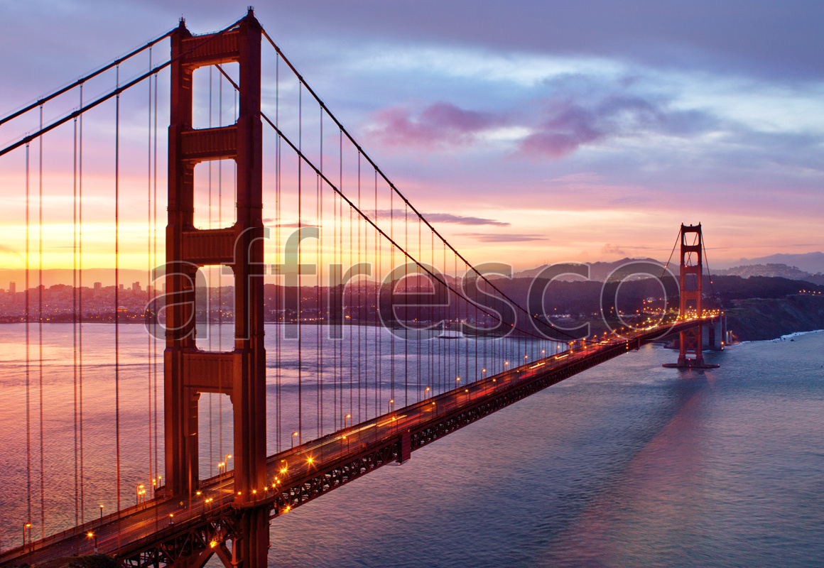 Фрески и фотообои, Закат с видом на мост