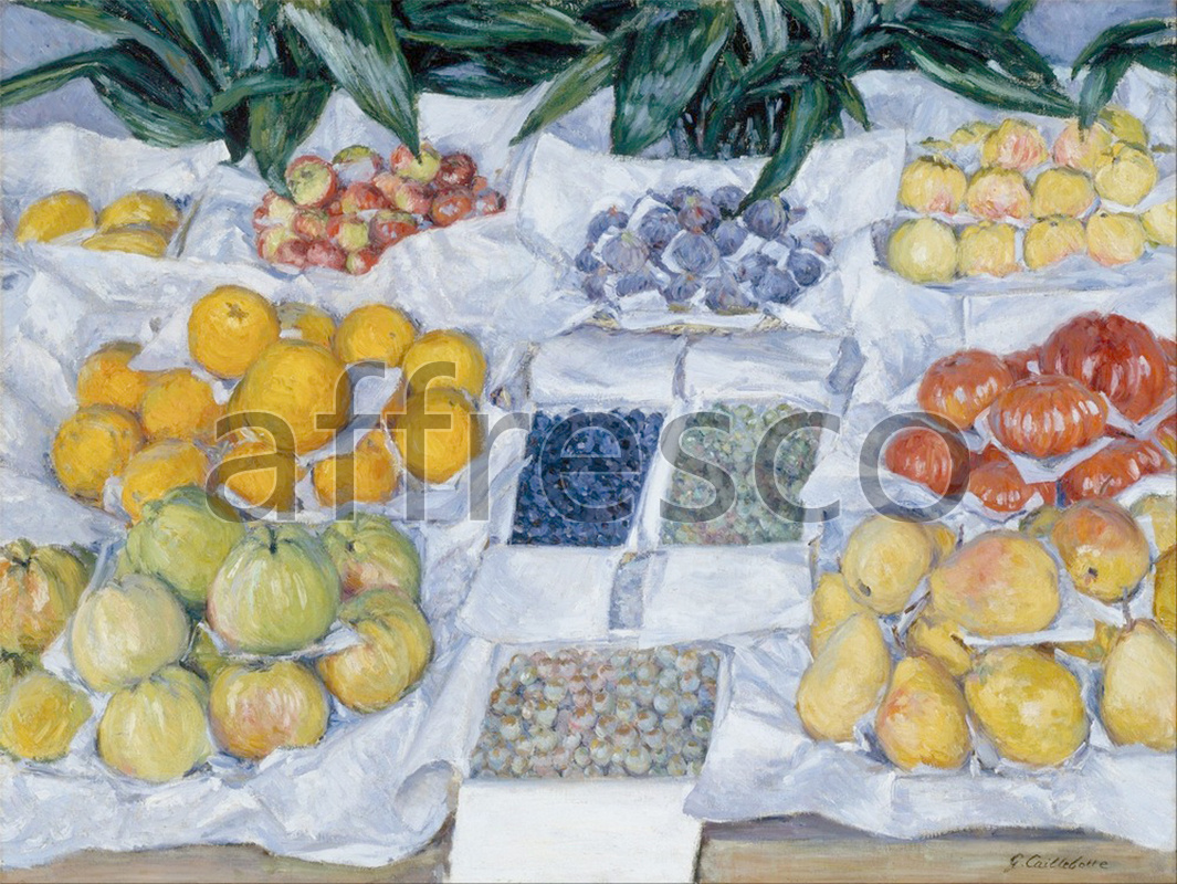Каталог Аффреско, НатюрмортGustave Caillebotte, Fruit Displayed on a Stand | арт. Gustave Caillebotte, Fruit Displayed on a Stand