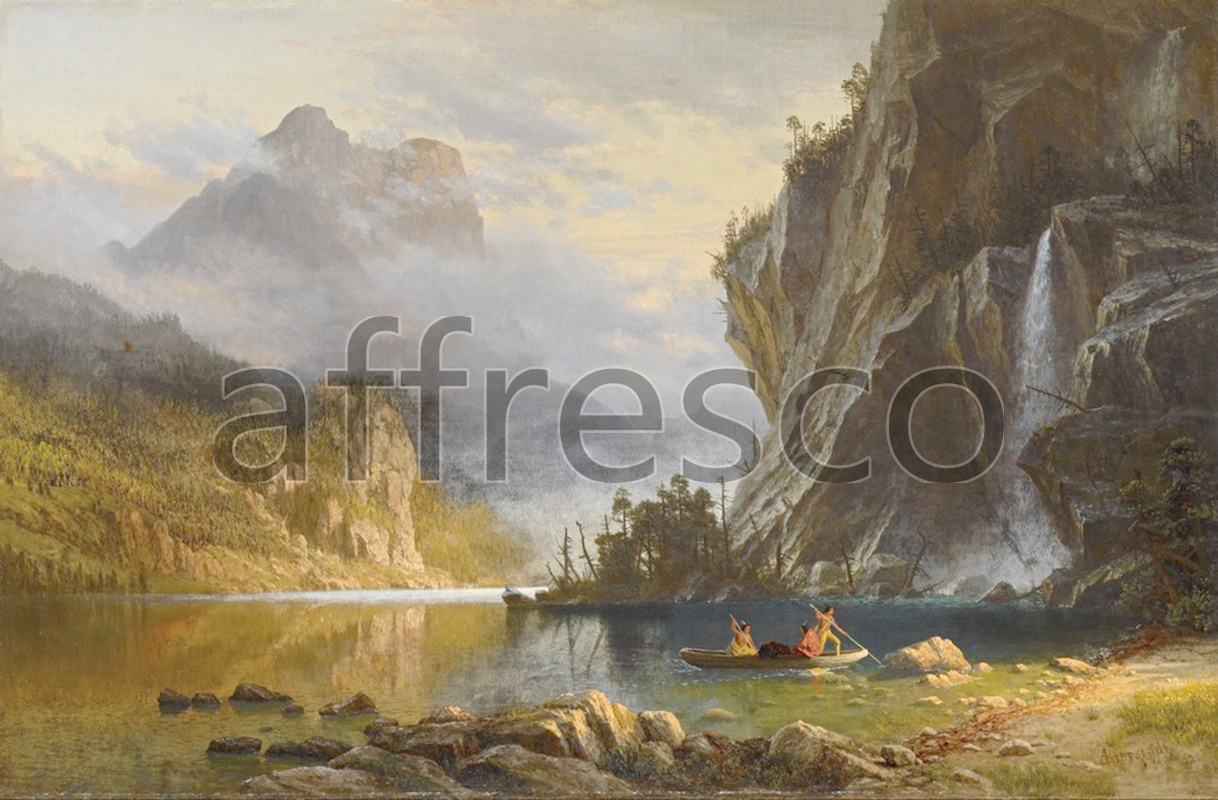 Каталог Аффреско, Классические пейзажиАльберт Бирштадт, Индейская рыбалка с гарпунами | арт. Albert Bierstadt, Indians Spear Fishing