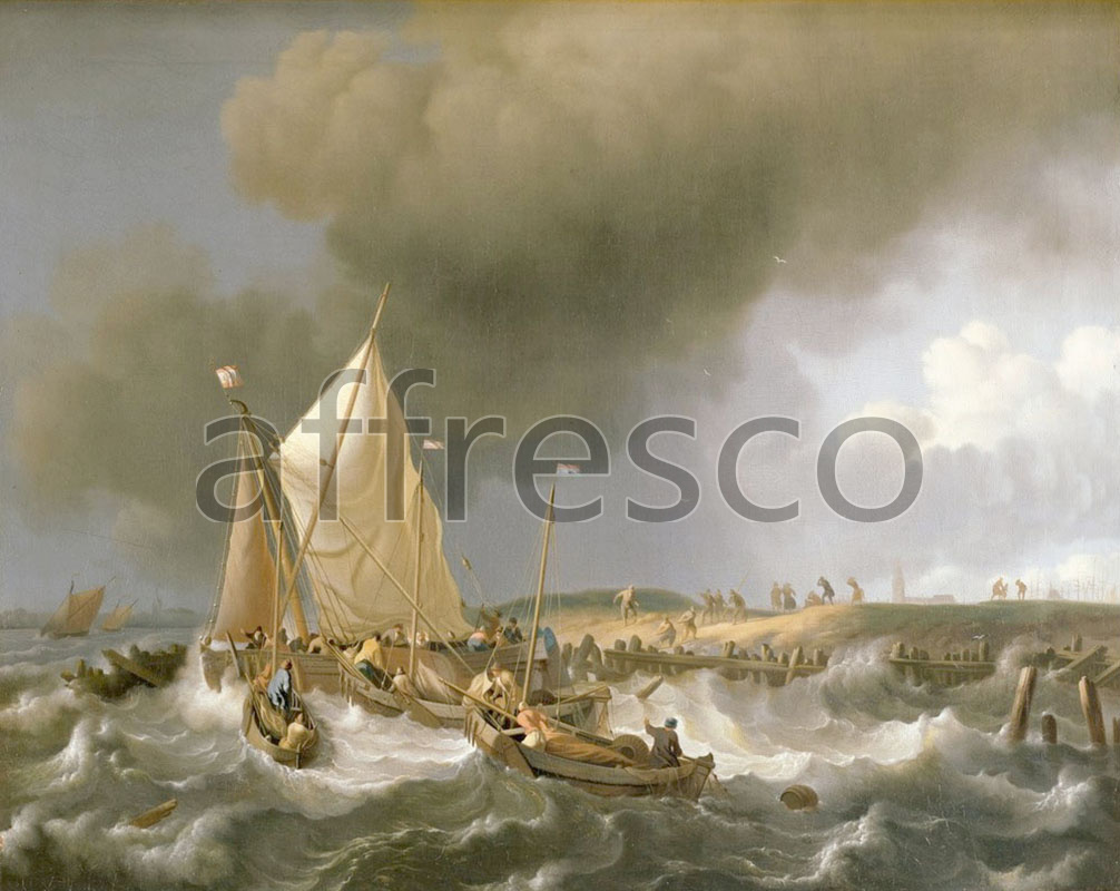 Каталог Аффреско, Морские пейзажиBakhuizen Ludolf, Boats in a Storm | арт. Bakhuizen Ludolf, Boats in a Storm