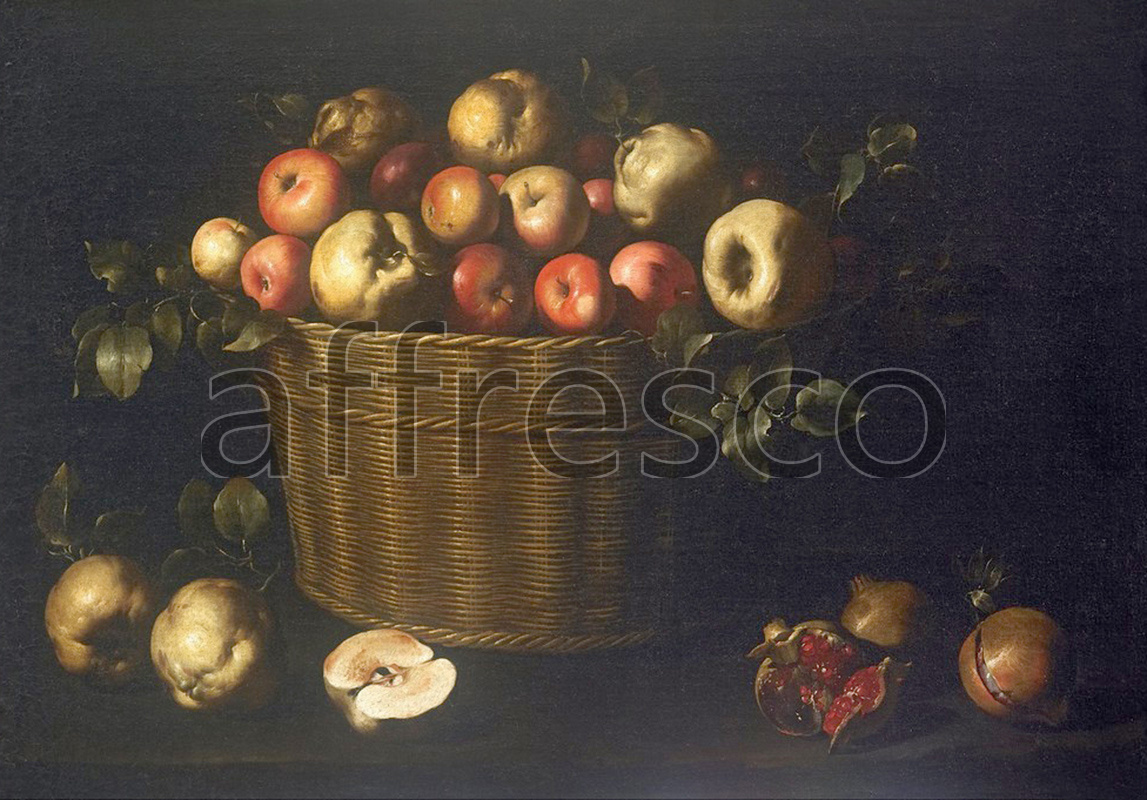 Каталог Аффреско, НатюрмортJuan de Zurbaran, Basket with Apples Quinces and Pomegranates | арт. Juan de Zurbaran, Basket with Apples Quinces and Pomegranates
