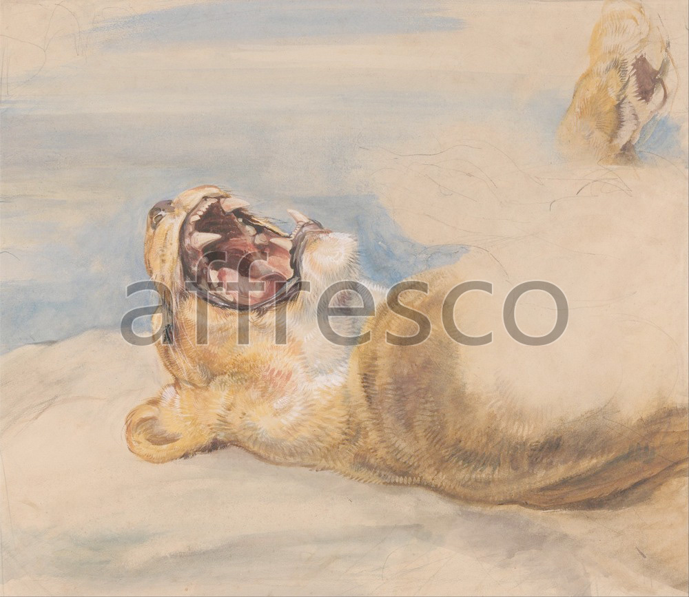 Каталог Аффреско, Картины с животнымиJohn Frederick Lewis, Study of a Lioness | арт. John Frederick Lewis, Study of a Lioness