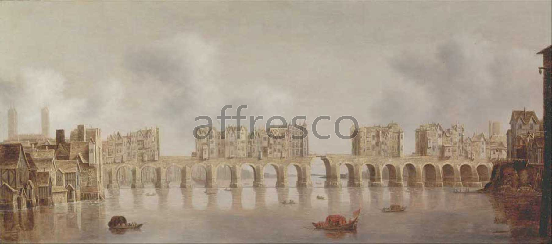 Каталог Аффреско, Классические пейзажиКлод де Жун, Вид Лондонского моста | арт. Claude de Jongh, View of London Bridge