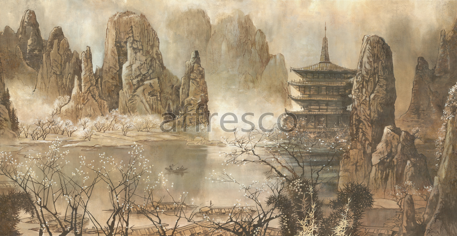 Фрески и фотообои, Пагода у горного озера