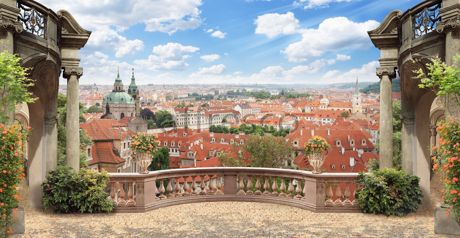 Фрески и фотообои, Вид с балкона на Прагу