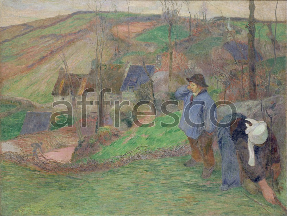 Каталог Аффреско, Импрессионисты и постимпрессионистыПоль Гоген, Бретонский пейзаж - Поляу моря  | арт. Paul Gauguin, Landscape of Brittany
