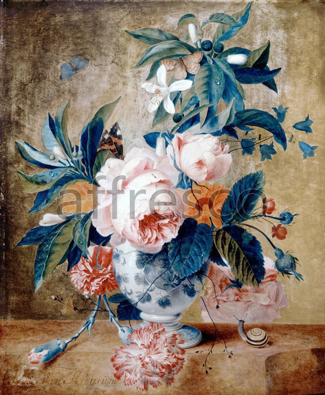 Каталог Аффреско, НатюрмортVan Huysum Michiel, A Delft Vase with Flowers | арт. Van Huysum Michiel, A Delft Vase with Flowers