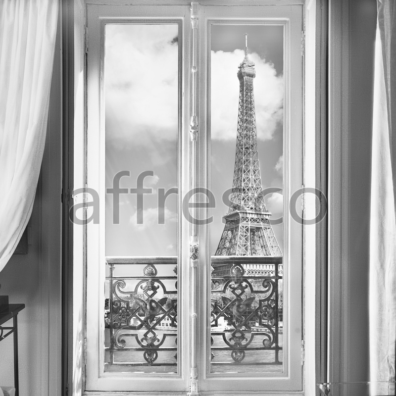 Фрески и фотообои, Окно с видом на Эйфелеву башню