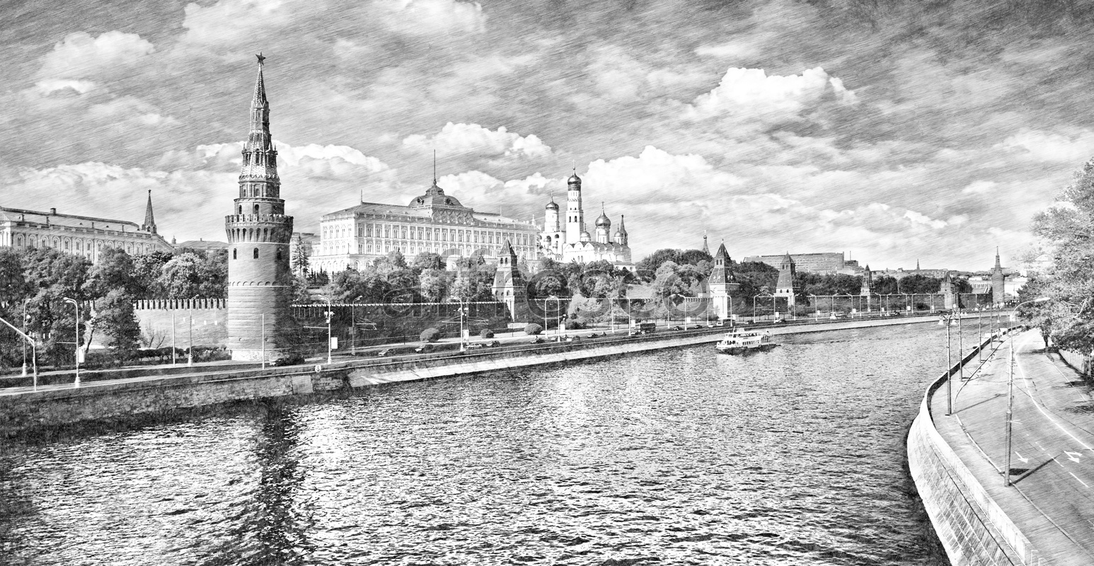 Фрески и фотообои, Вид на Московский Кремль