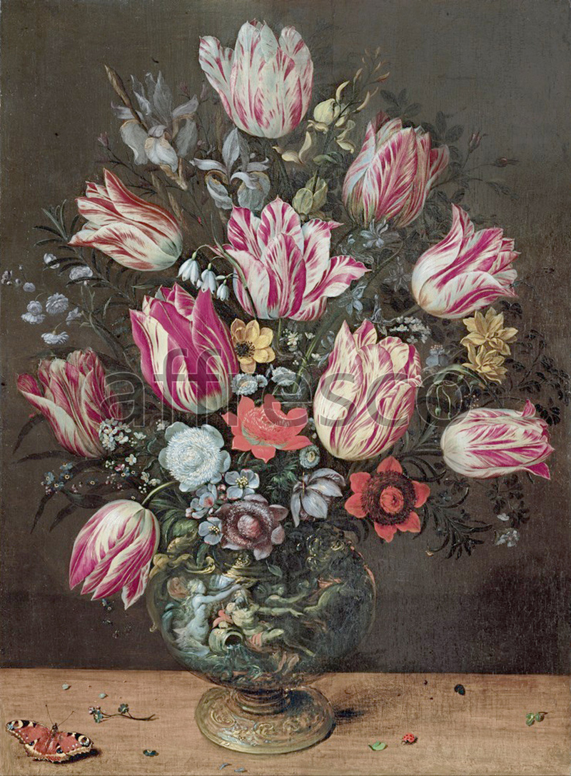 Каталог Аффреско, НатюрмортAndries Daniels and Frans Francken the Younger, Vase with Tulips | арт. Andries Daniels and Frans Francken the Younger, Vase with Tulips
