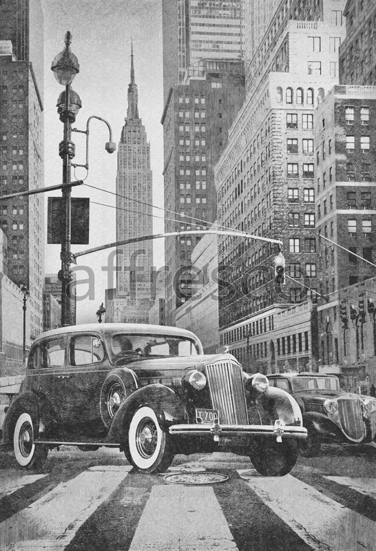 Фрески и фотообои, Ретро авто в Нью Йорке