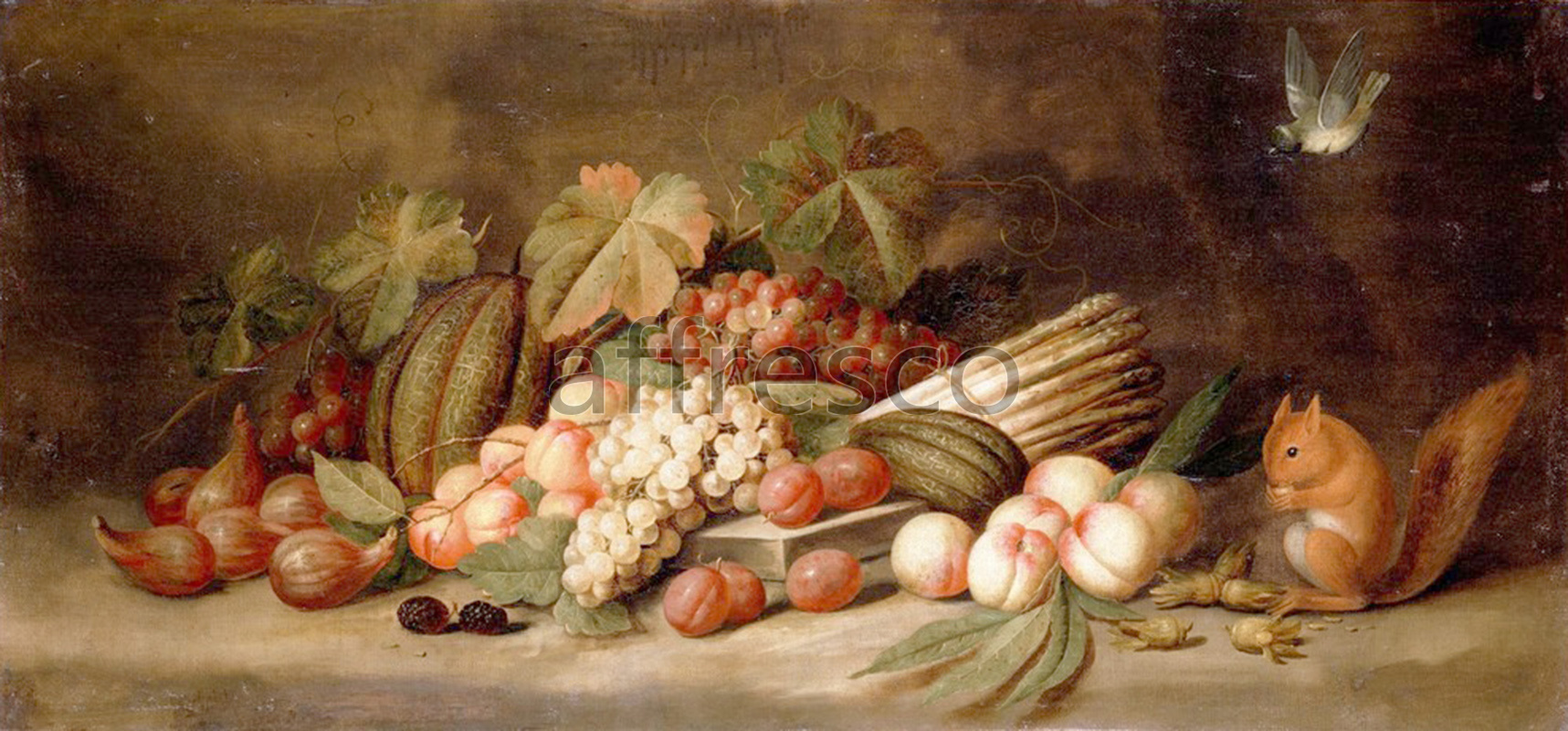 Каталог Аффреско, НатюрмортGillemans Jan Pauwel the elder, Still Life with Fruit and a Squirrel | арт. Gillemans Jan Pauwel the elder, Still Life with Fruit and a Squirrel