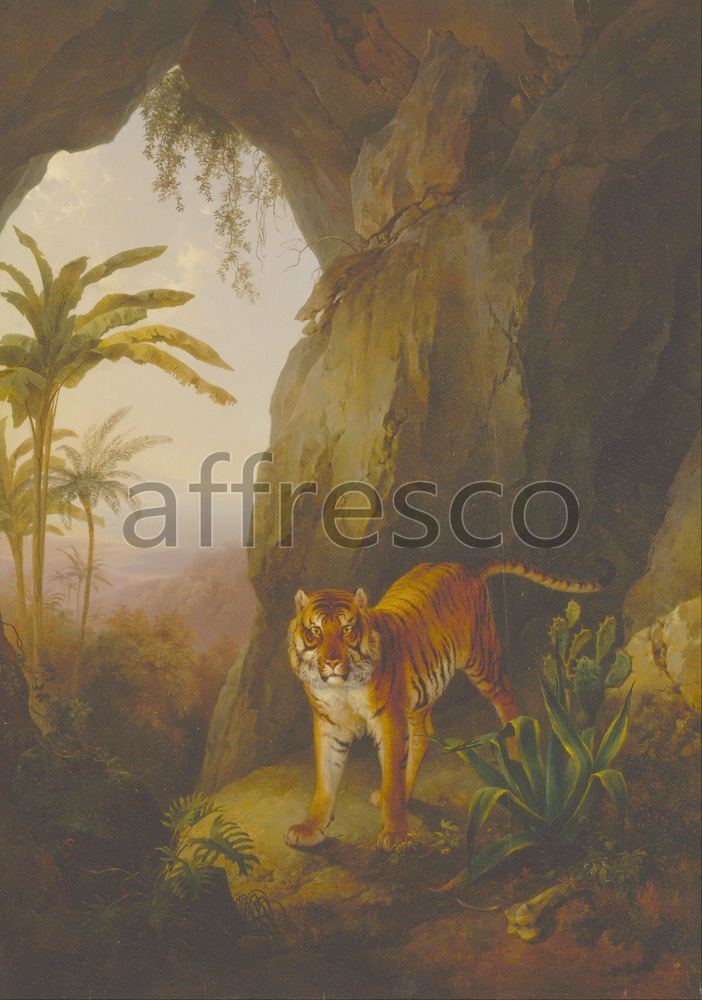 Каталог Аффреско, Картины с животнымиJacques Laurent Agasse, Tiger in a Cave | арт. Jacques Laurent Agasse, Tiger in a Cave