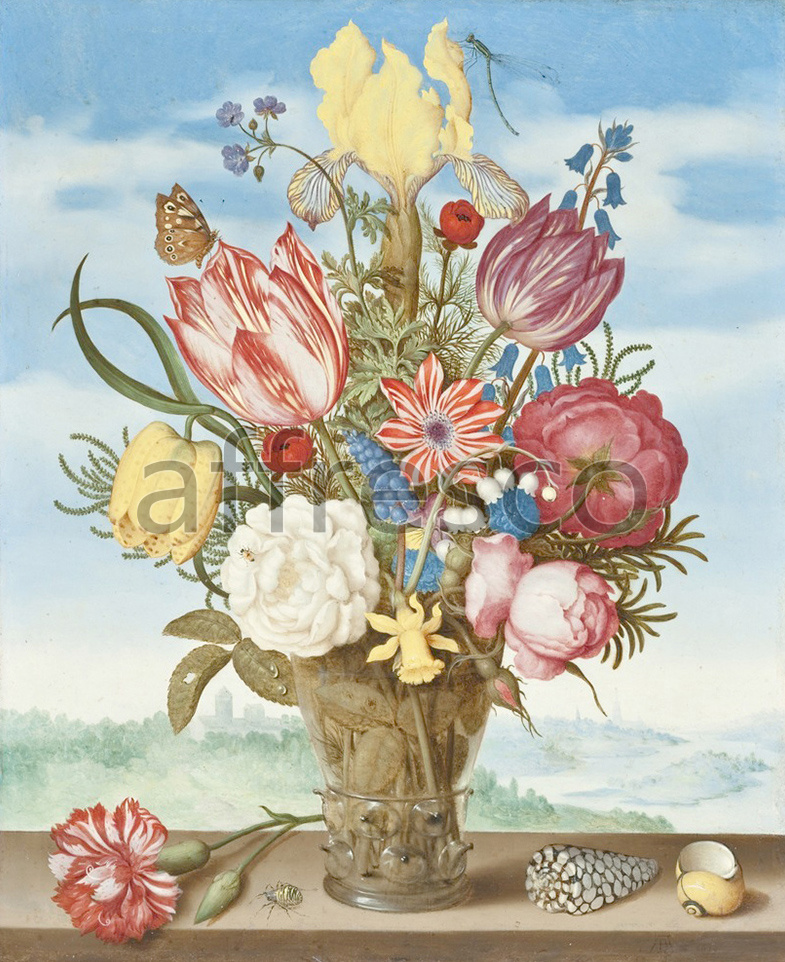 Каталог Аффреско, НатюрмортAmbrosius Bosschaert, Bouquet of Flowers on a Ledge | арт. Ambrosius Bosschaert, Bouquet of Flowers on a Ledge