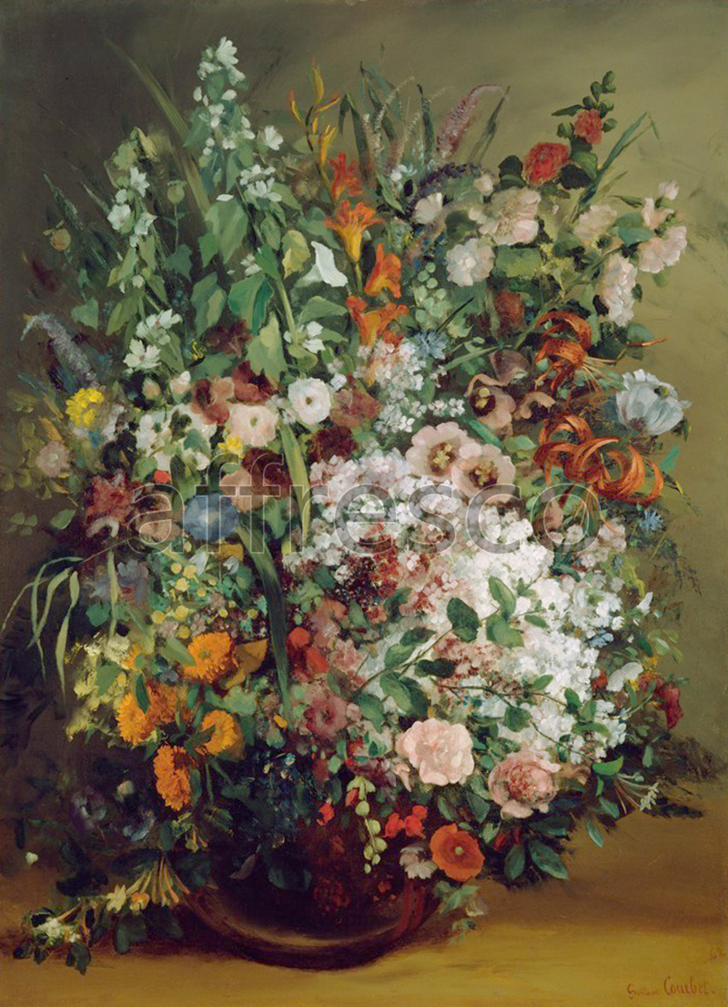 Каталог Аффреско, НатюрмортCourbet Gustave, Bouquet of Flowers in a Vase | арт. Courbet Gustave, Bouquet of Flowers in a Vase