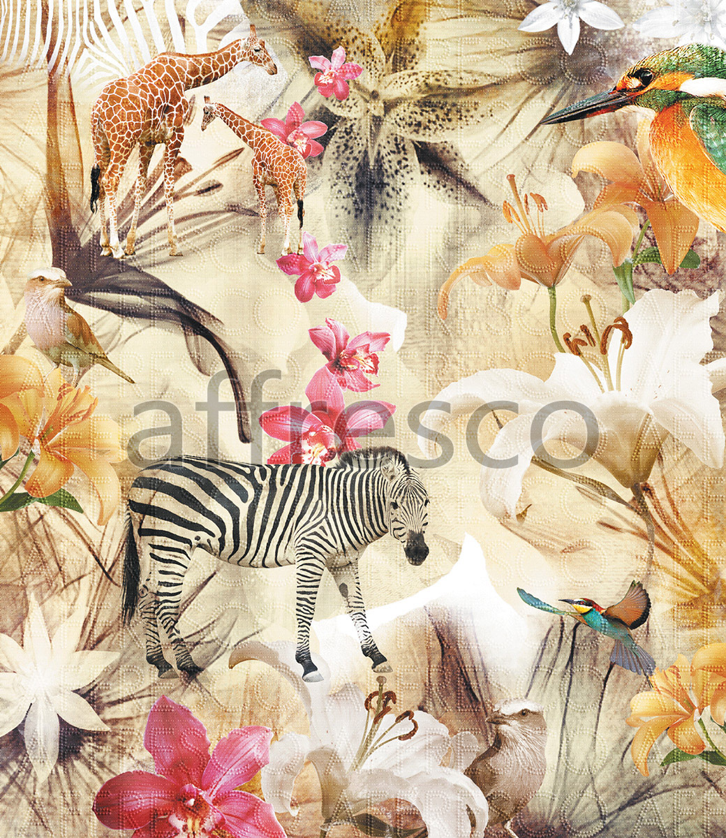 Фрески, Коллаж с цветами и животными