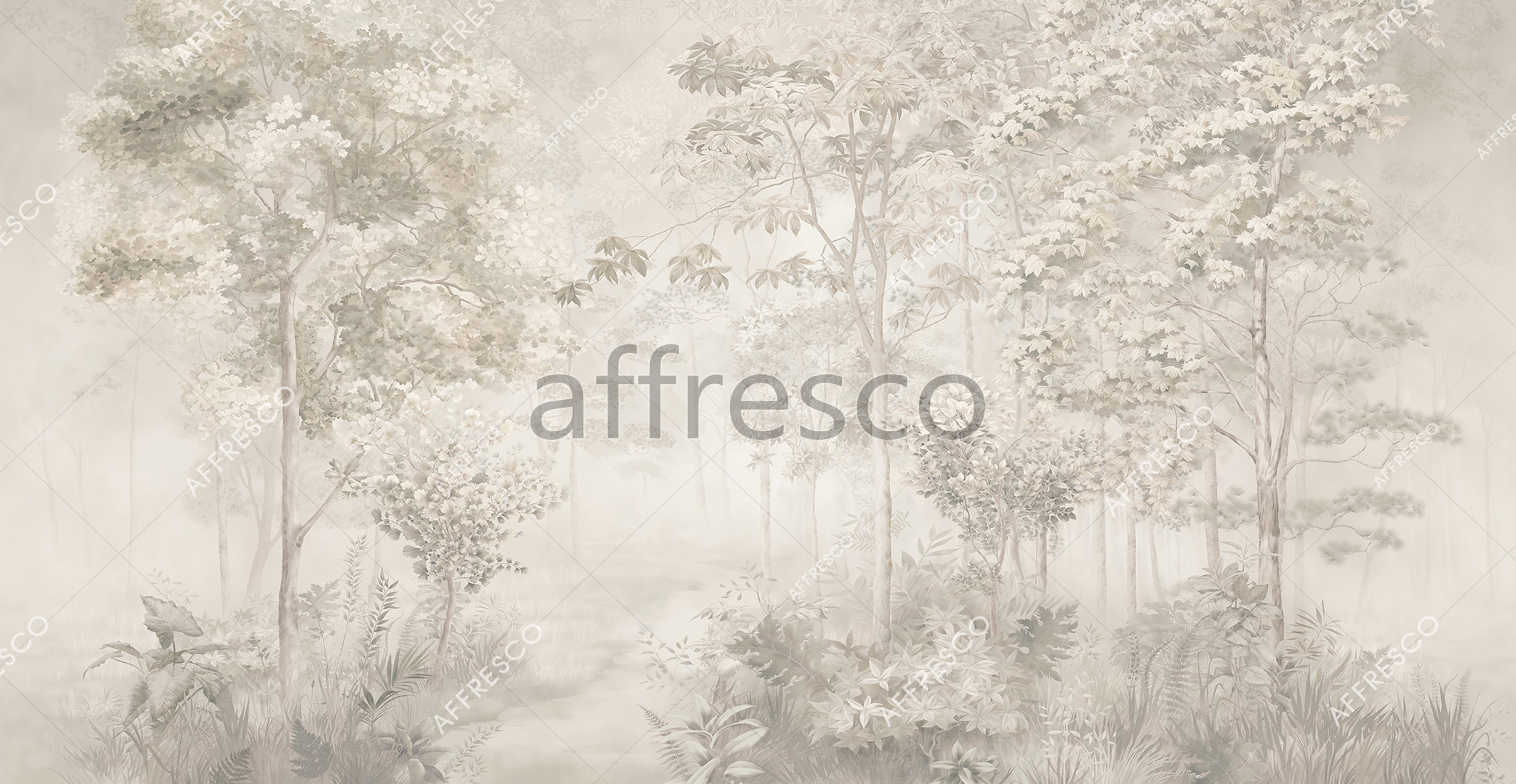 Фрески и фотообои, туман в лесу