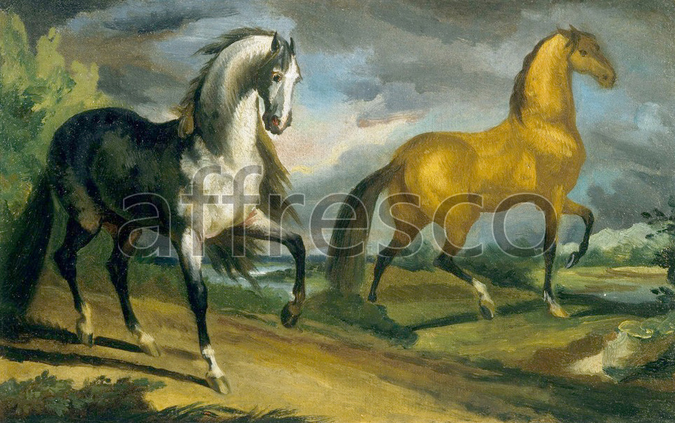 Каталог Аффреско, Картины с животнымиTheodore Gericault, Two Horses | арт. Theodore Gericault, Two Horses