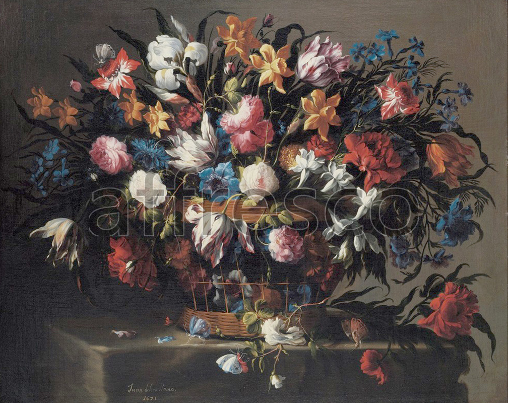 Каталог Аффреско, НатюрмортJuan de Arellano, Small Basket of Flowers | арт. Juan de Arellano, Small Basket of Flowers