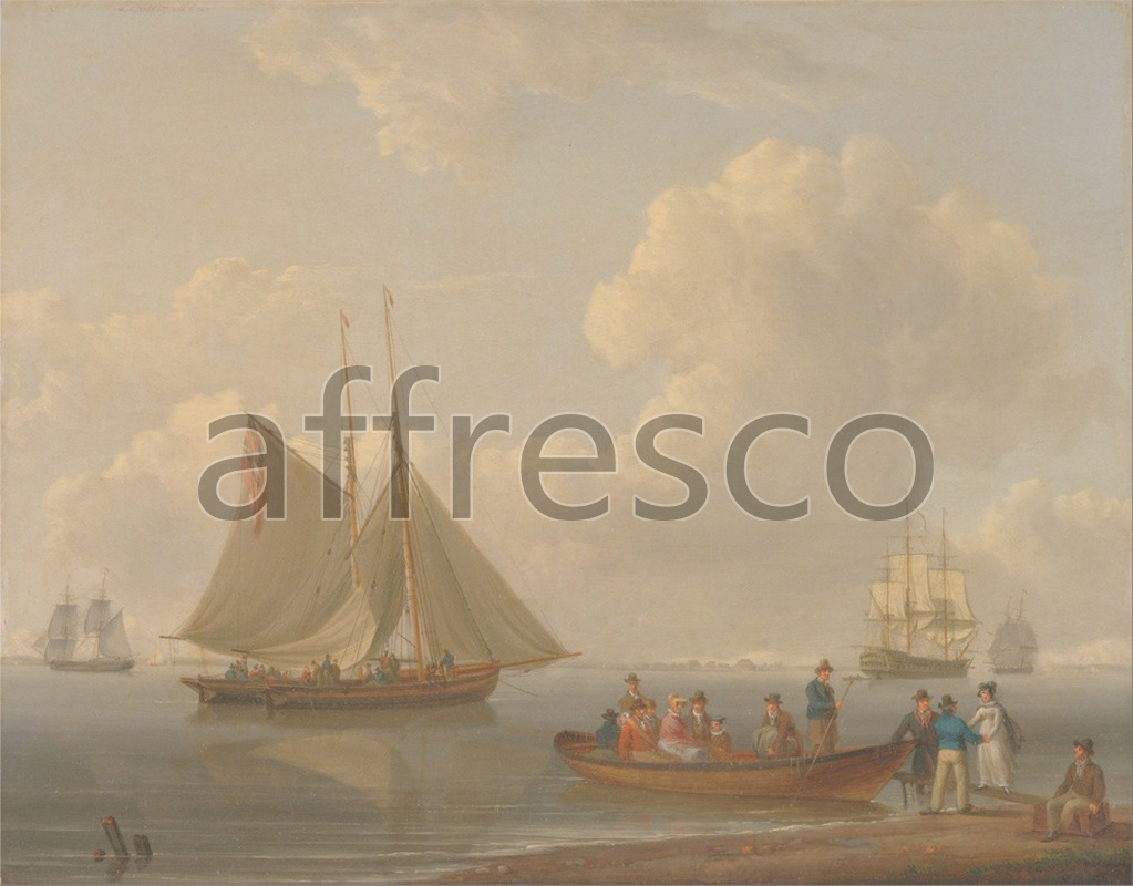 Каталог Аффреско, Морские пейзажиWilliam Anderson, A Wherry Taking Passengers out to Two Anchored Packets | арт. William Anderson, A Wherry Taking Passengers out to Two Anchored Packets