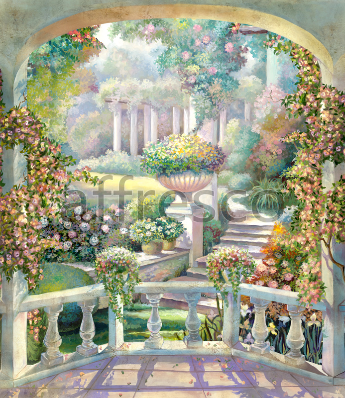Заказать как фреску или фотообои, Балкон с видом на сад