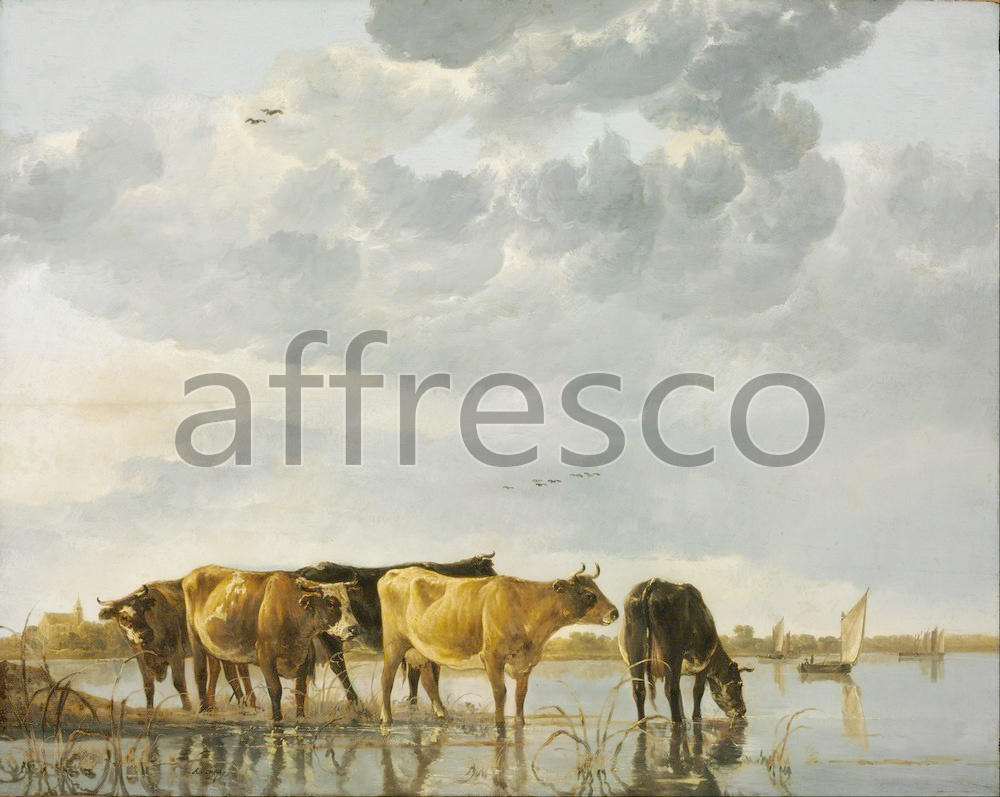 Каталог Аффреско, Картины с животнымиAelbert Cuyp, Cows in a River | арт. Aelbert Cuyp, Cows in a River