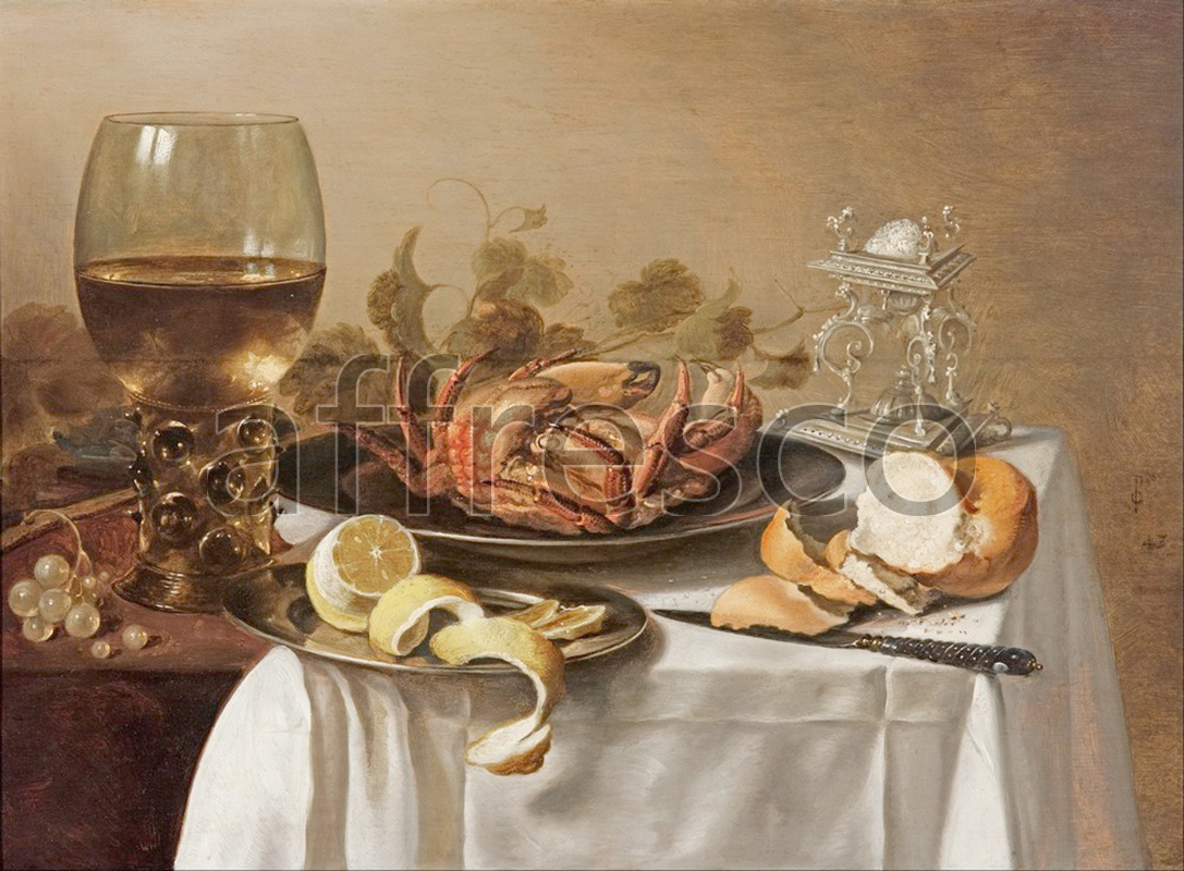 Каталог Аффреско, НатюрмортPieter Claesz, A still life with a roemer a crab and a peeled lemon | арт. Pieter Claesz, A still life with a roemer a crab and a peeled lemon