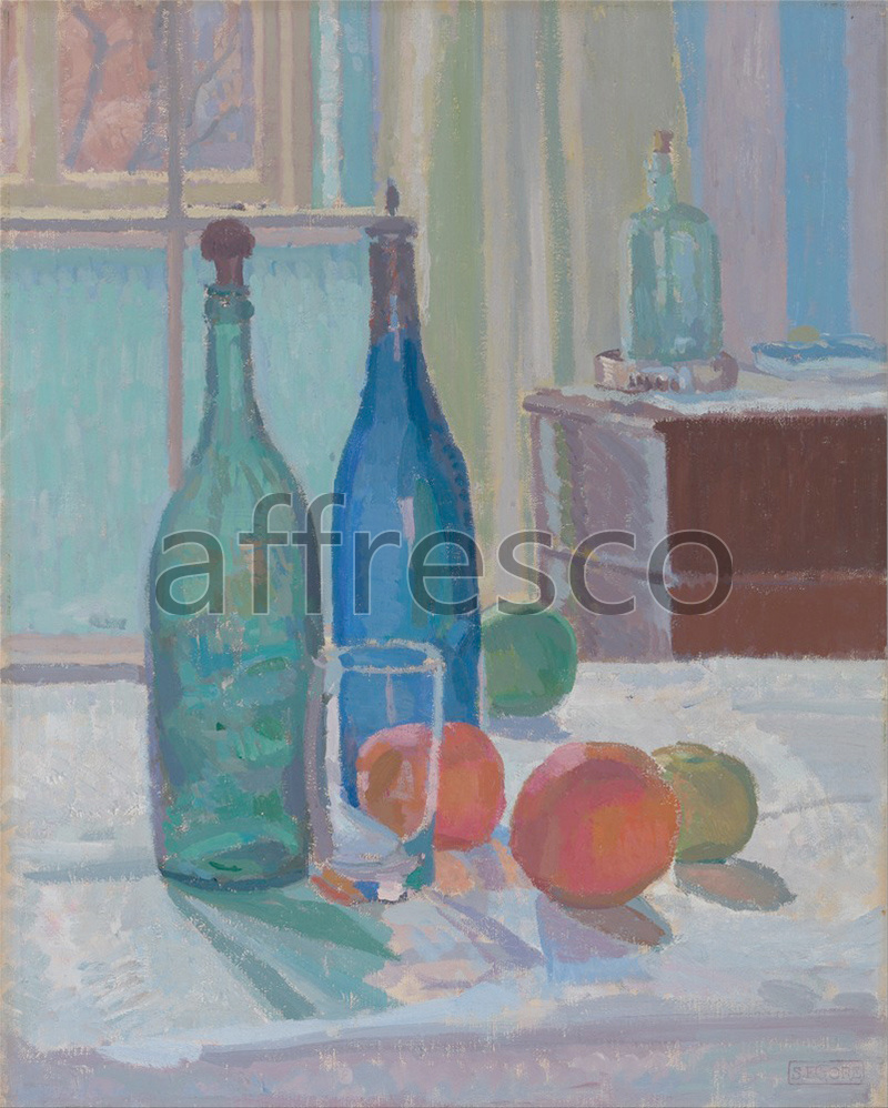 Каталог Аффреско, НатюрмортSpencer Frederick, Gore Blue and Green Bottles and Oranges | арт. Spencer Frederick, Gore Blue and Green Bottles and Oranges