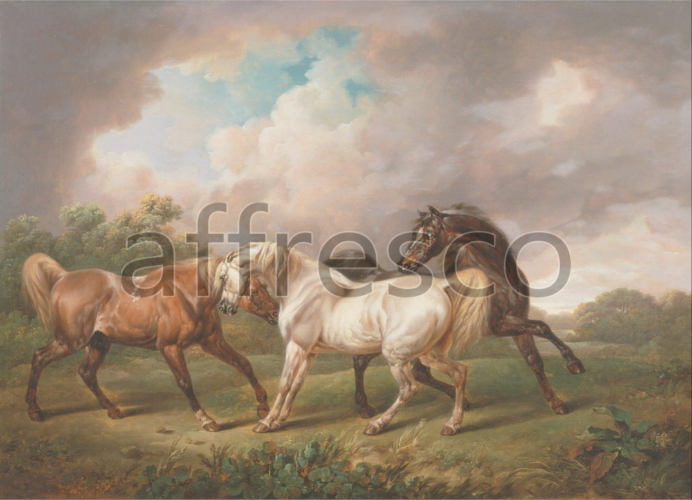 Каталог Аффреско, Картины с животнымиCharles Towne, Three Horses in a Stormy Landscape | арт. Charles Towne, Three Horses in a Stormy Landscape